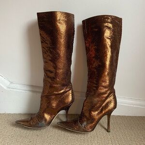 Jimmy Choo Mavis Python Metallic Boots
